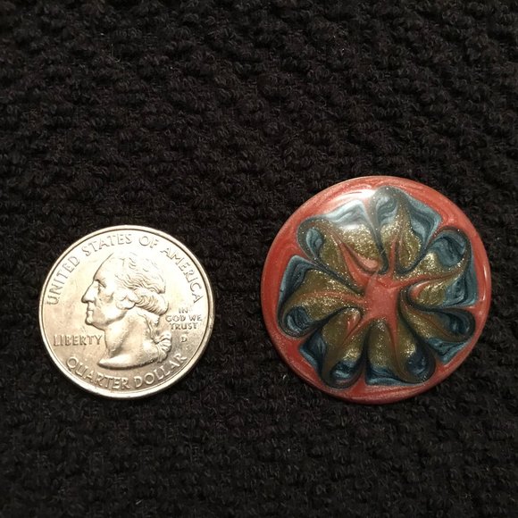 Vintage 80's Button Enamel Earrings Retro - Picture 8 of 8